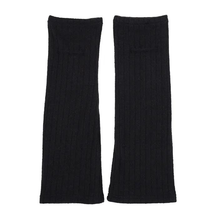 Ribbon Wool Ribbed Leg Warmers_Black