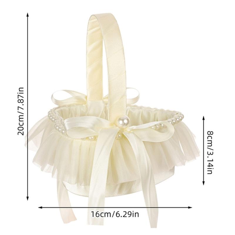 Wedding Basket Portable Western Wedding Decorative Flower Baskets with Lace Girl Heart Shaped Storage Basket Anniversary