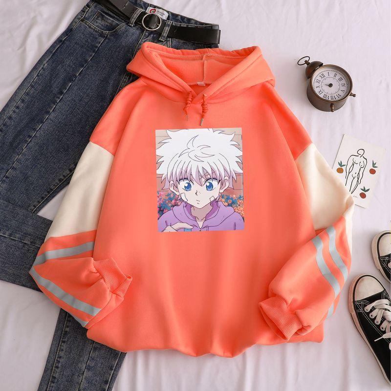 

Anime Printed Long Sleeve Hoodie Anime Print Long sleeve Pullover Hoodie Orange XL