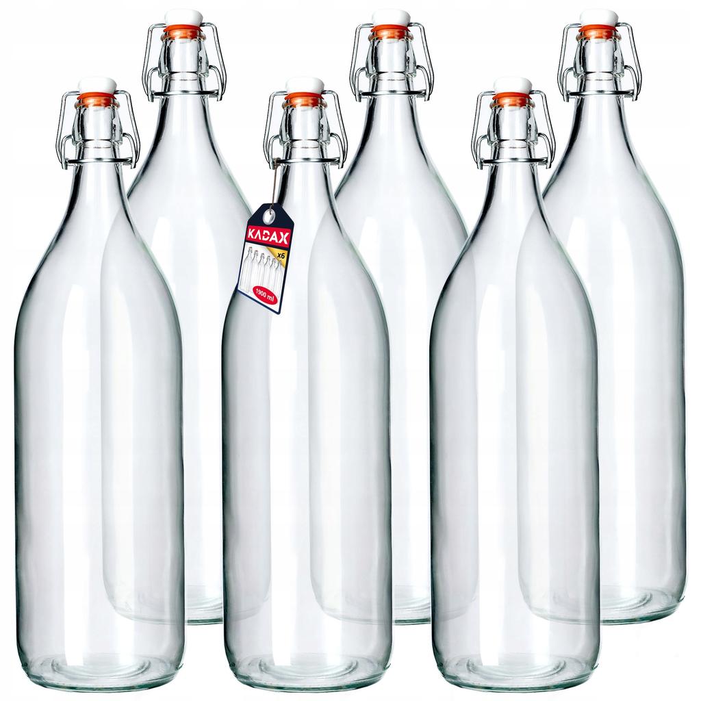 KADAX Glasflasche 2L für Likör Saft Wein mit Korken