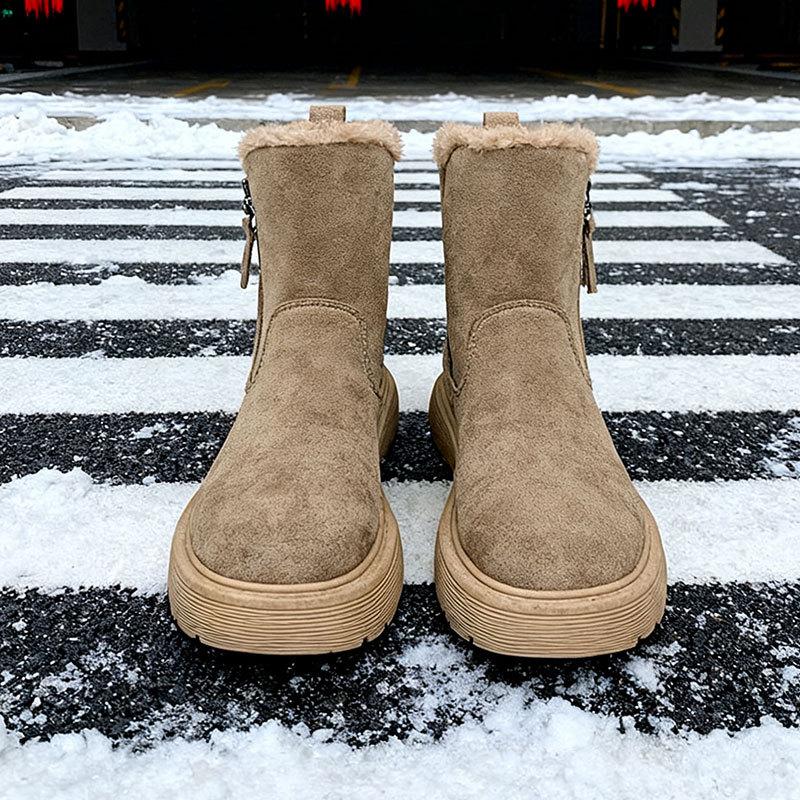 

Женские зимние сапоги, новая зимняя мода, универсальные, холодостойкие, теплые сапоги с утолщенной подкладкой, нескользящие хлопковые ботинки 40 бежевый