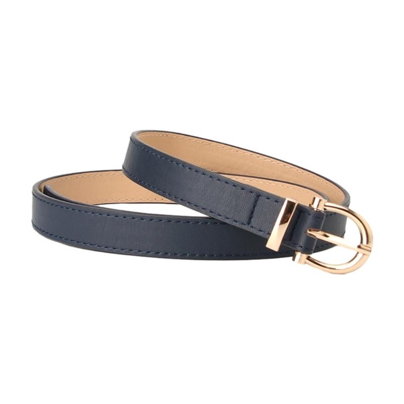Adjustable Golden Oval Shape Buckle Thin Belt PU-leather All-match Belt Hot Girl Women Waist Belt for Coat Skirts Jeans