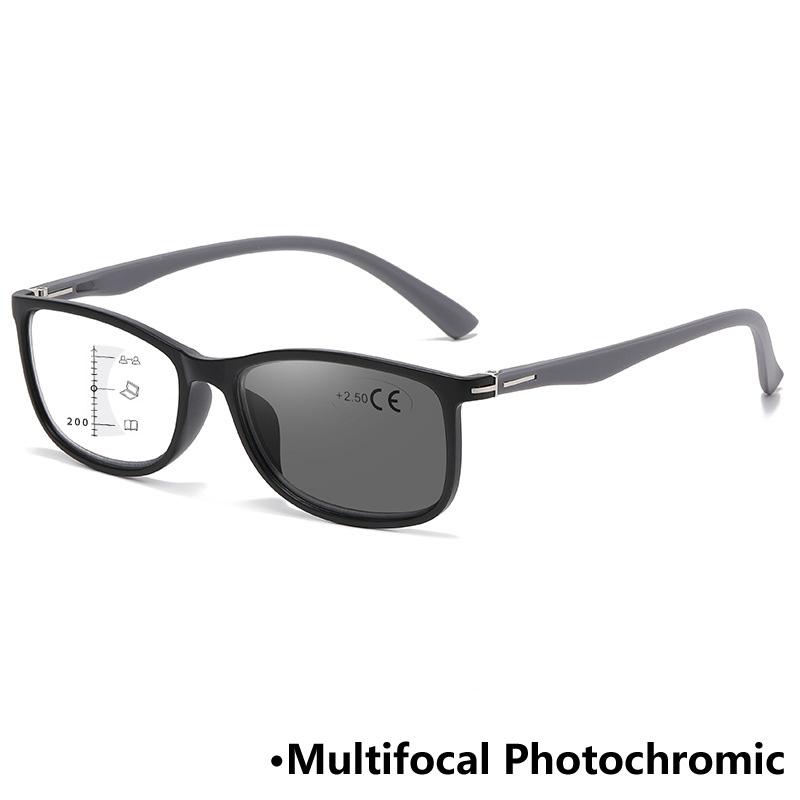 

Multifocal Photochromic Presbyopia Eyeglasses Small Square Professional Reading Eyeglasses Anti- Blue Lightweight Color Changing Eyewear 3.5