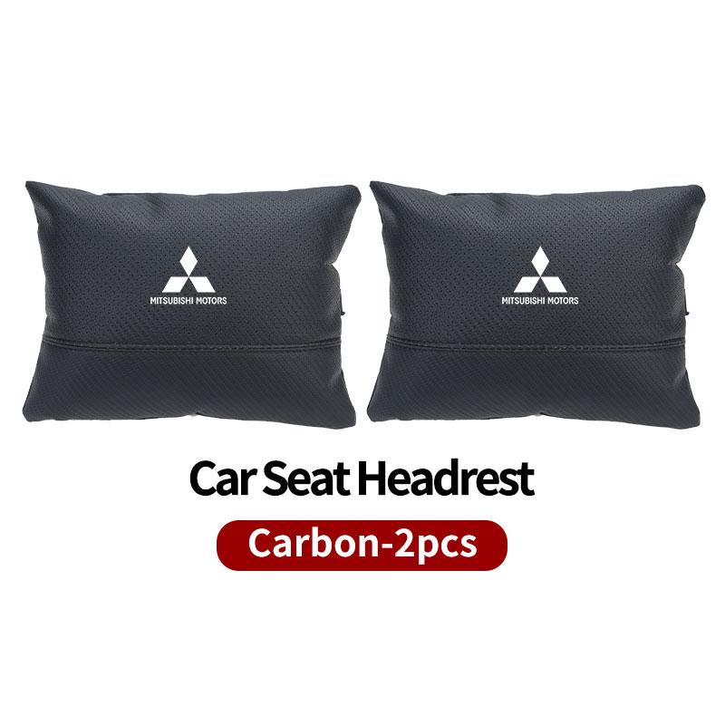 For Mitsubishi 1/2PCS Car Styling Leather Headrest Neck Support Neck Pillow Seat Accessories Lancer ASX Pajero Mirage Attrage WJ4