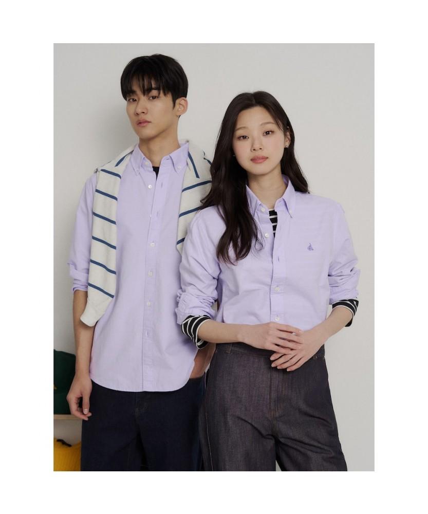 Binpolmen [Essential] Unisex Oxford Solid Shirt Light Purple