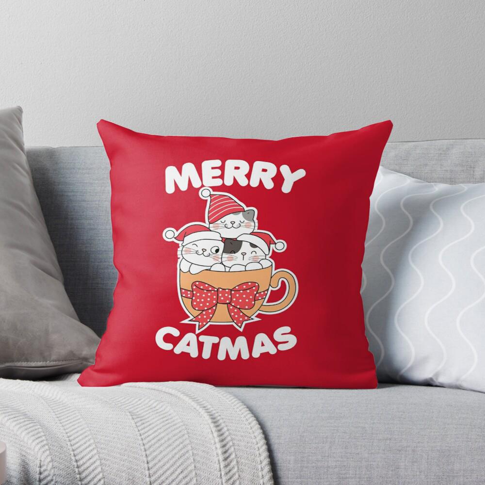 Christmas Theme Decorative Print Pattern Cushion Cover Home Living Room Sofa Decoration Square Polyester Pillow Pillow Cover