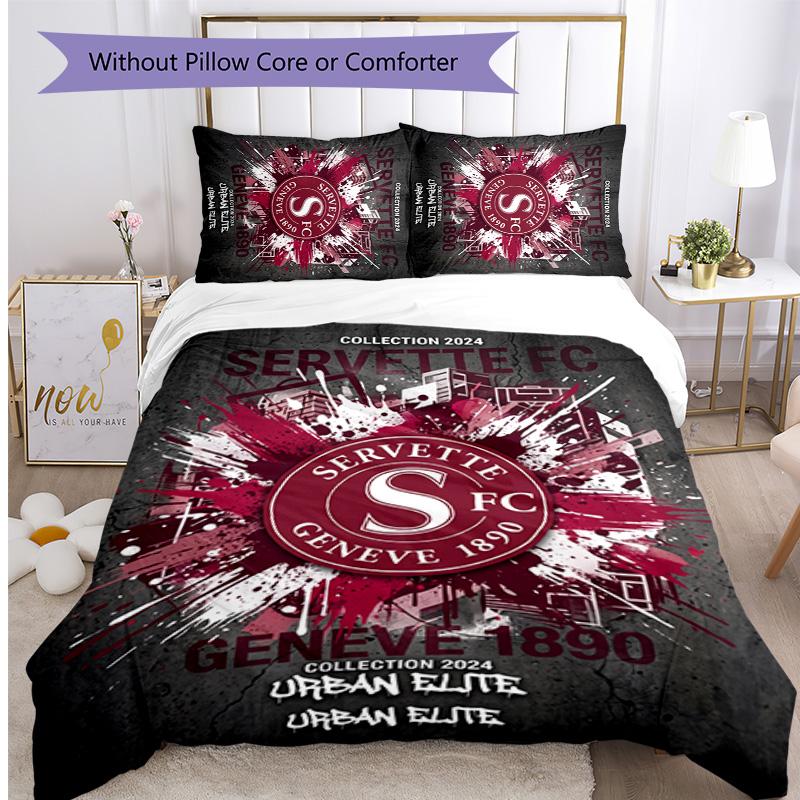 Set Biancheria da Letto 3 Pezzi Stampato Servette FC Traspirante Copripiumino con Federe Biancheria da Letto Decorativa per Camera da Letto Casa