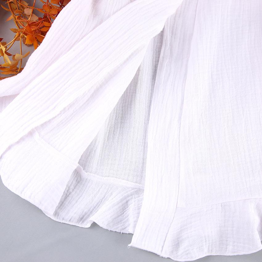 Autumn Women's Ruffled Long-Sleeve Pajama Set with Crinkle Cotton Robe and Shorts