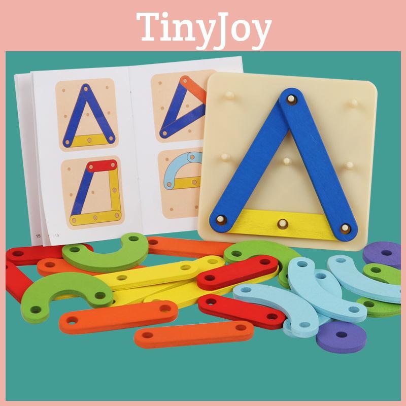 Wooden Creative Geometric Shape Puzzle Nail Board Kid Toy For Color Cognition