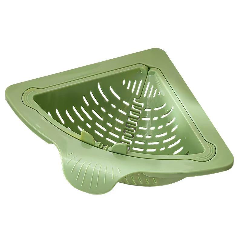 

Triangular Draining Basket for Sink Magnetic Corner Sink Strainer with Twist-Open Bottom Kitchen Filter Rack Sink Corner Rack зелений