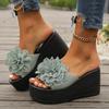 2025 New Wedges Sandals Women Slippers Summer Beach Platform Shoes Flower Women Casual and Comfortable High Heel Slippers