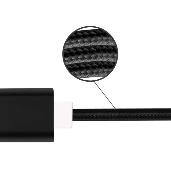 Câble micro usb pour konrow sky lite câble usb tressé nylon 1,3 mètre câble charge-synchro rapide-transfert de données - noir
