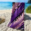 Dreamy Purple Feather Gradient Pattern Polyester Microfiber Beach Towel Is Highly Absorbent, Suitable Swimming and Beach Outings