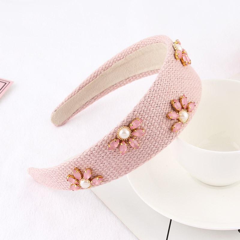 Ladies Fashion Flower Pearl Rhinestone Headband Wide Hairhoop Hair Accessories for Women Elegant Hair Jewelry Tiara Hairbands