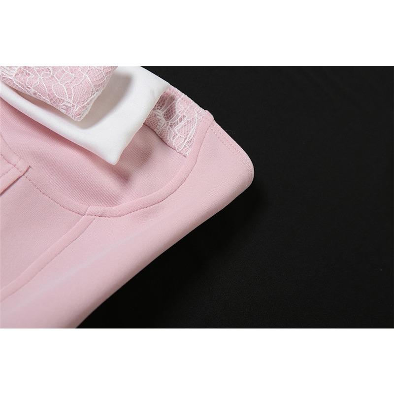 Women's Fashion Sexy Spice Girls with Chest Contrast Color Bow Waist Dress