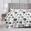 Dog Paw Print and Bone Blanket Quality Soft Throw Blanket Winter Girls Boys Home Decor Pattern Bedspread