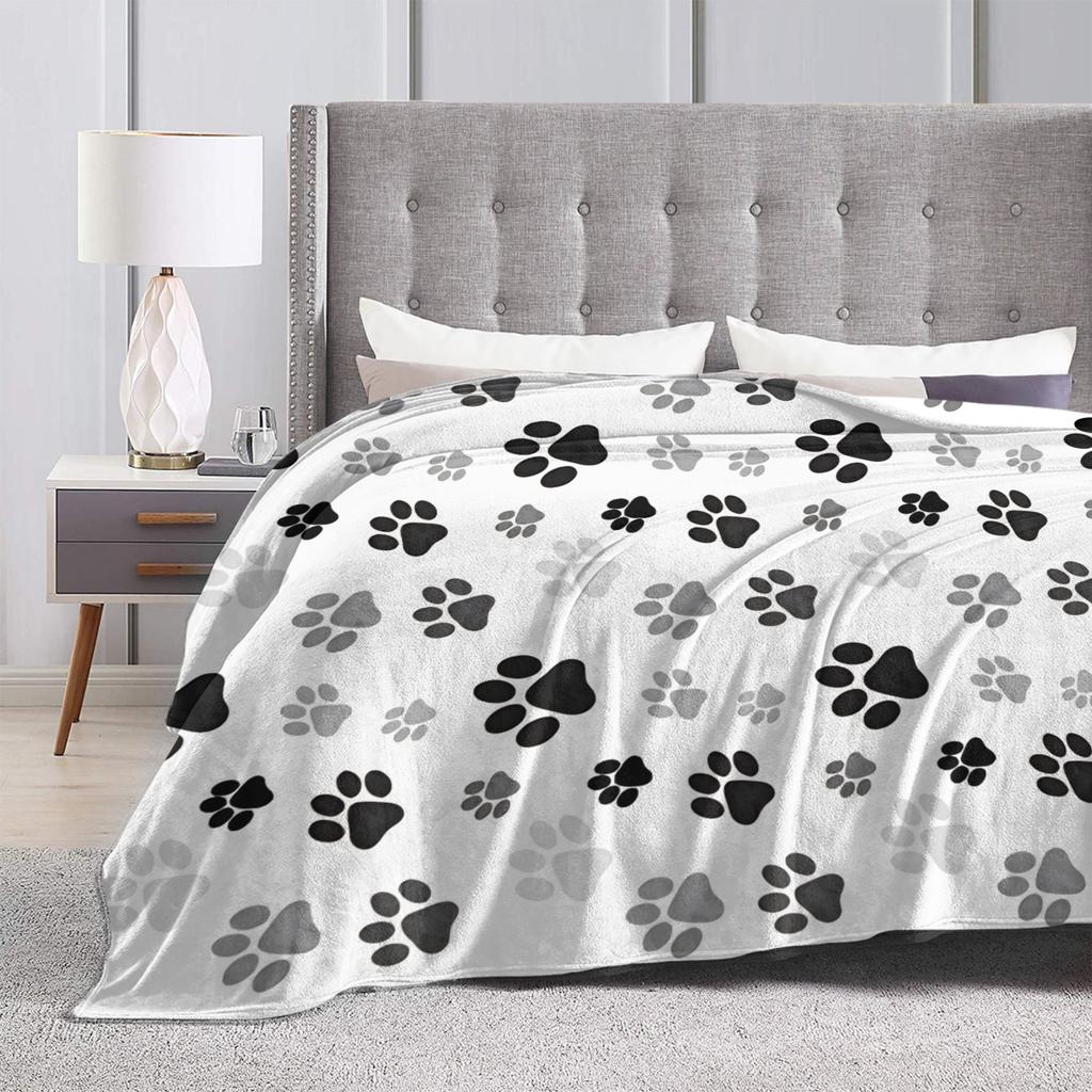 Dog Paw Print and Bone Blanket Quality Soft Throw Blanket Winter Girls Boys Home Decor Pattern Bedspread