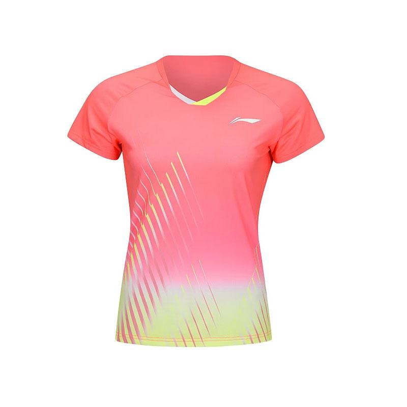 Li Ning T Shirt Women s Fluorescent Begonia Red AAYU144-1 L