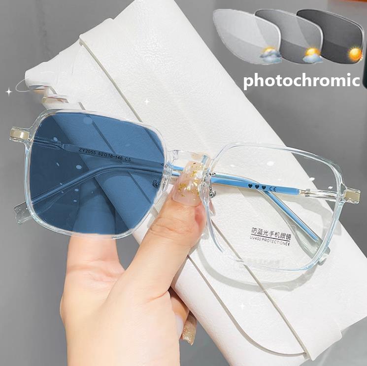 Unisex Outdoor Smart Photochromic Myopia Glasses Luxury Brand Design Near Sight Eyeglasses Finished Optical Prescription Eyewear