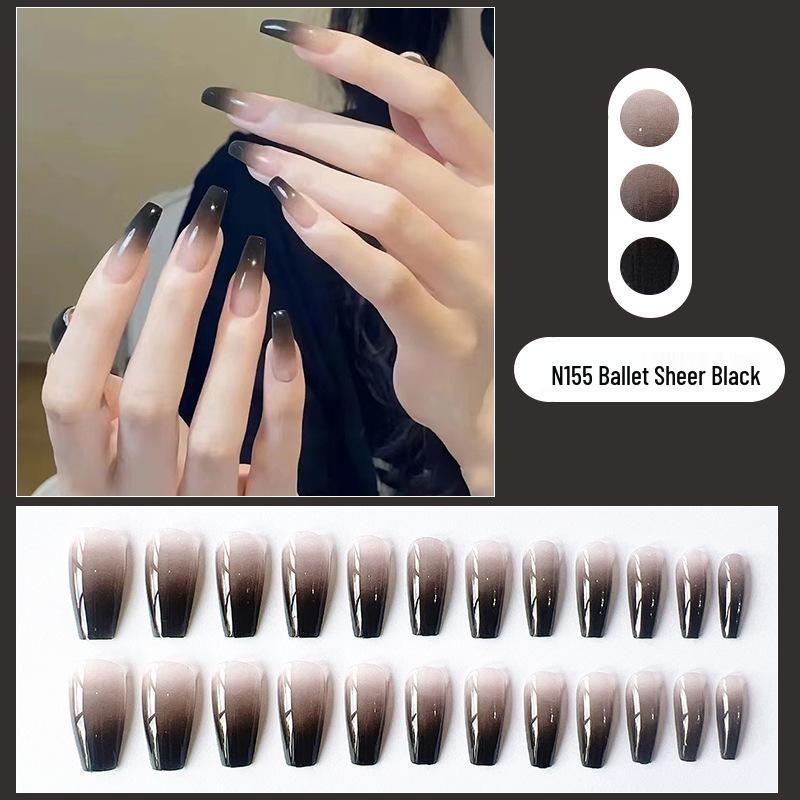 

Европейский и американский градиентный черный острый стиль французский люксовый носимый съемный накладной маникюр
