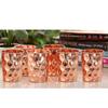 Pure Copper Plain Glass with Diamond Hammered Design, Drinking Serving Water, Yoga Ayurveda, Volume-300 Ml, Pack of 6