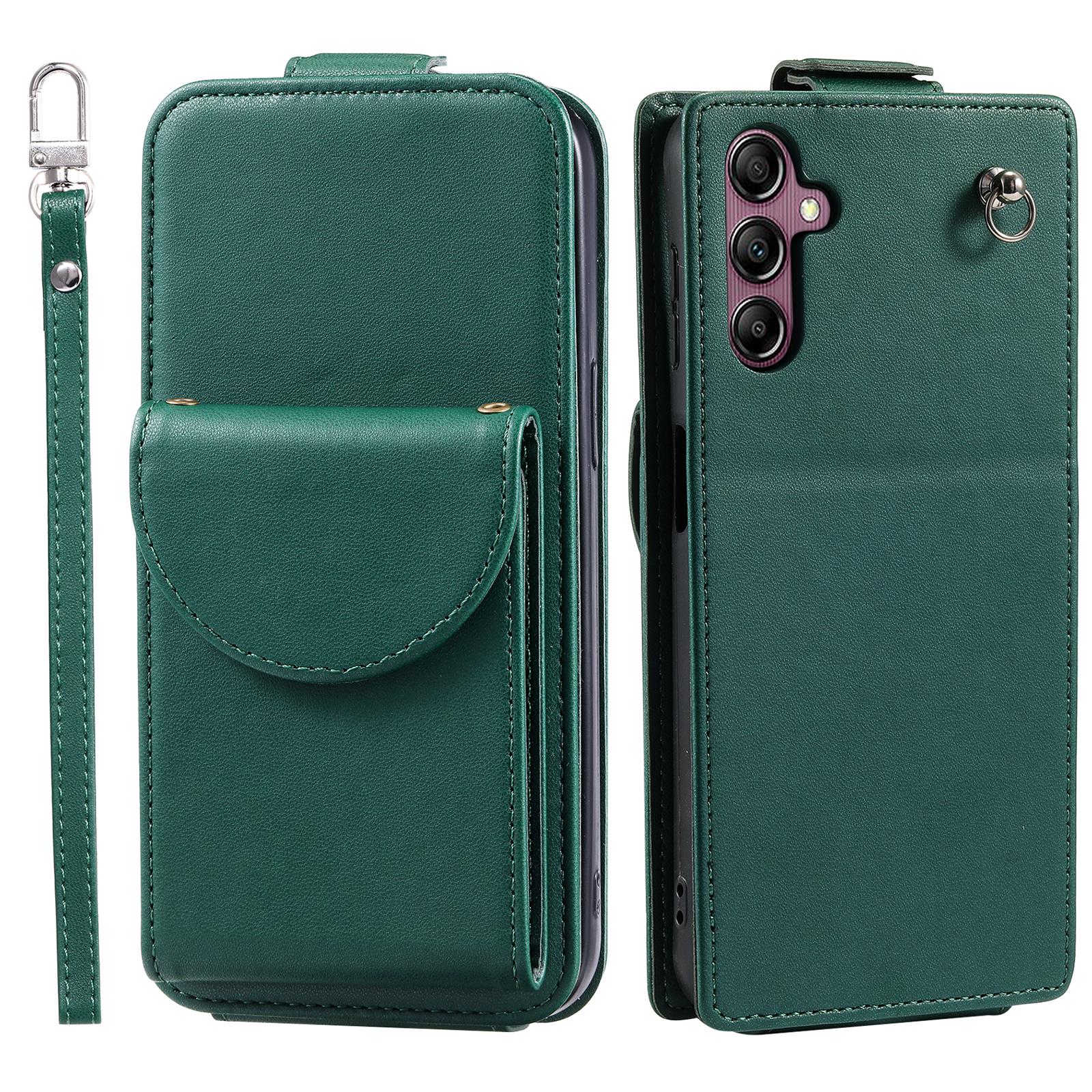 

Card Bag Phone Case for Samsung Galaxy A05s 4G PU Leather+TPU Vertical Flip Phone Cover Wallet Green