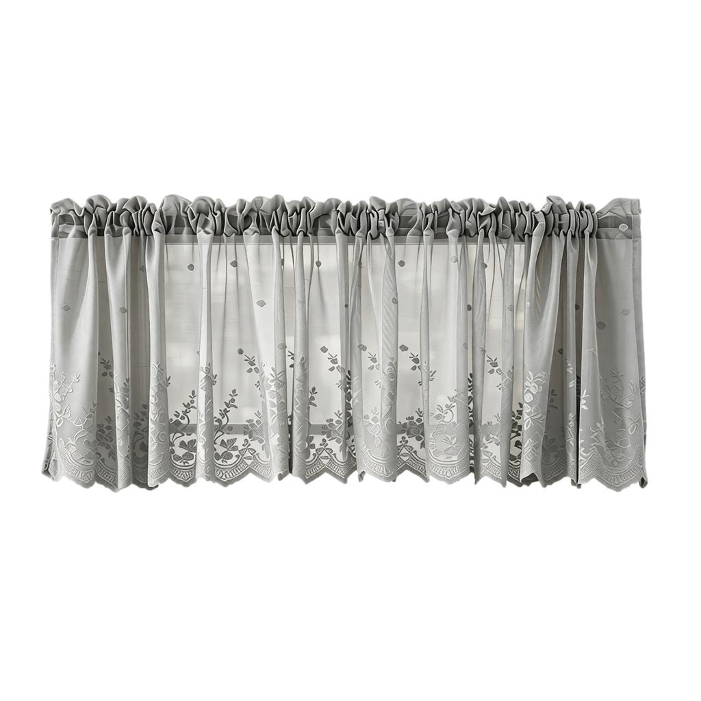 74x61cm Kitchen Window Curtain Lace Short Sheer Rod Pocket Valance Panel Lightweight Fabric for Small Windows