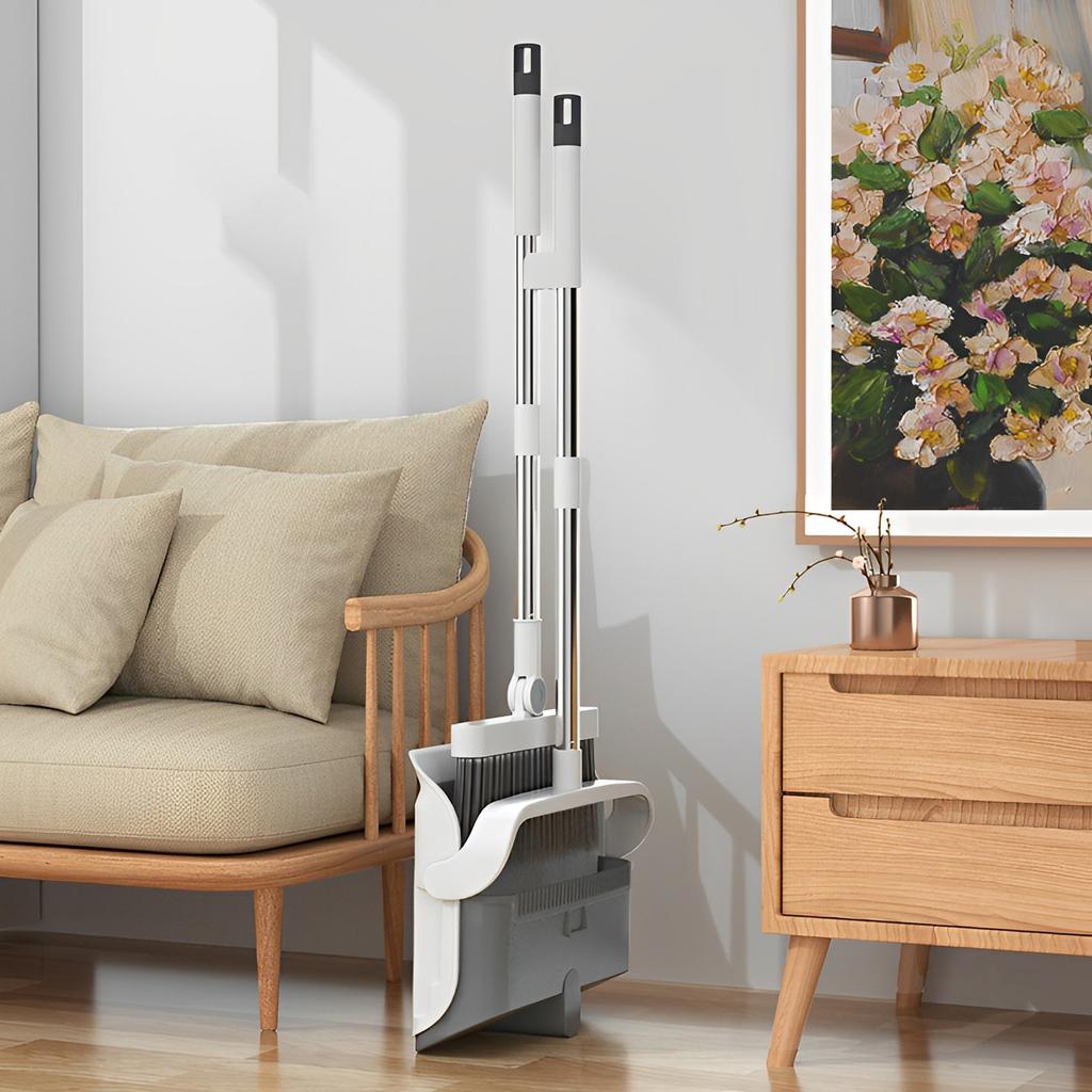 Skrapmopp Borste Sopskyffel Golvborste Set Inomhus Icke-klibbig Hårborste Långskaftad Borste med Ställ Förtjockad Sopskyffel Kombinationsset