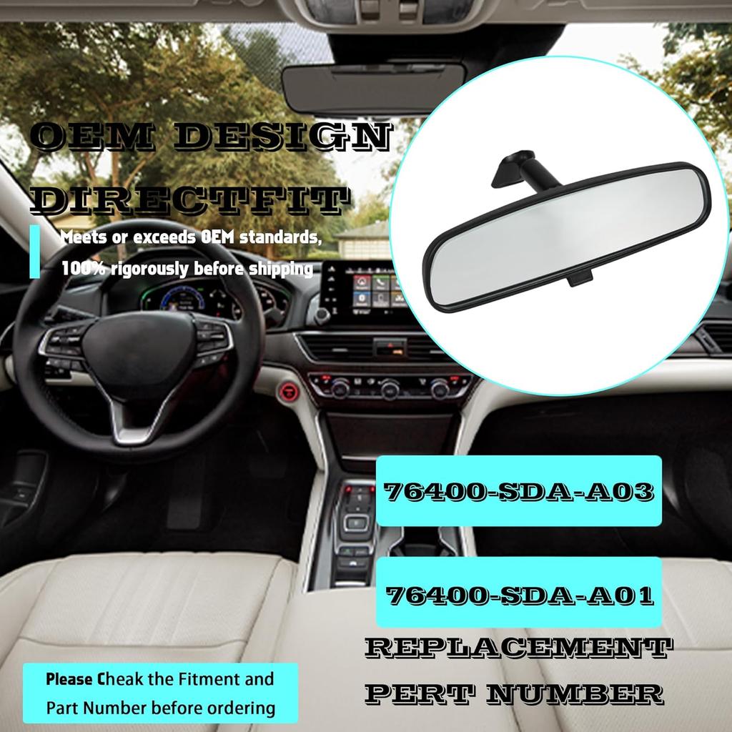 Car Rear View Reverse Mirror Compatible With Honda 1998-2013 Accord 2006-2011 Civic 2000-2004 Odyssey 2002-2008 Pilot 2010-2014 CR-Z Ight Day/Night