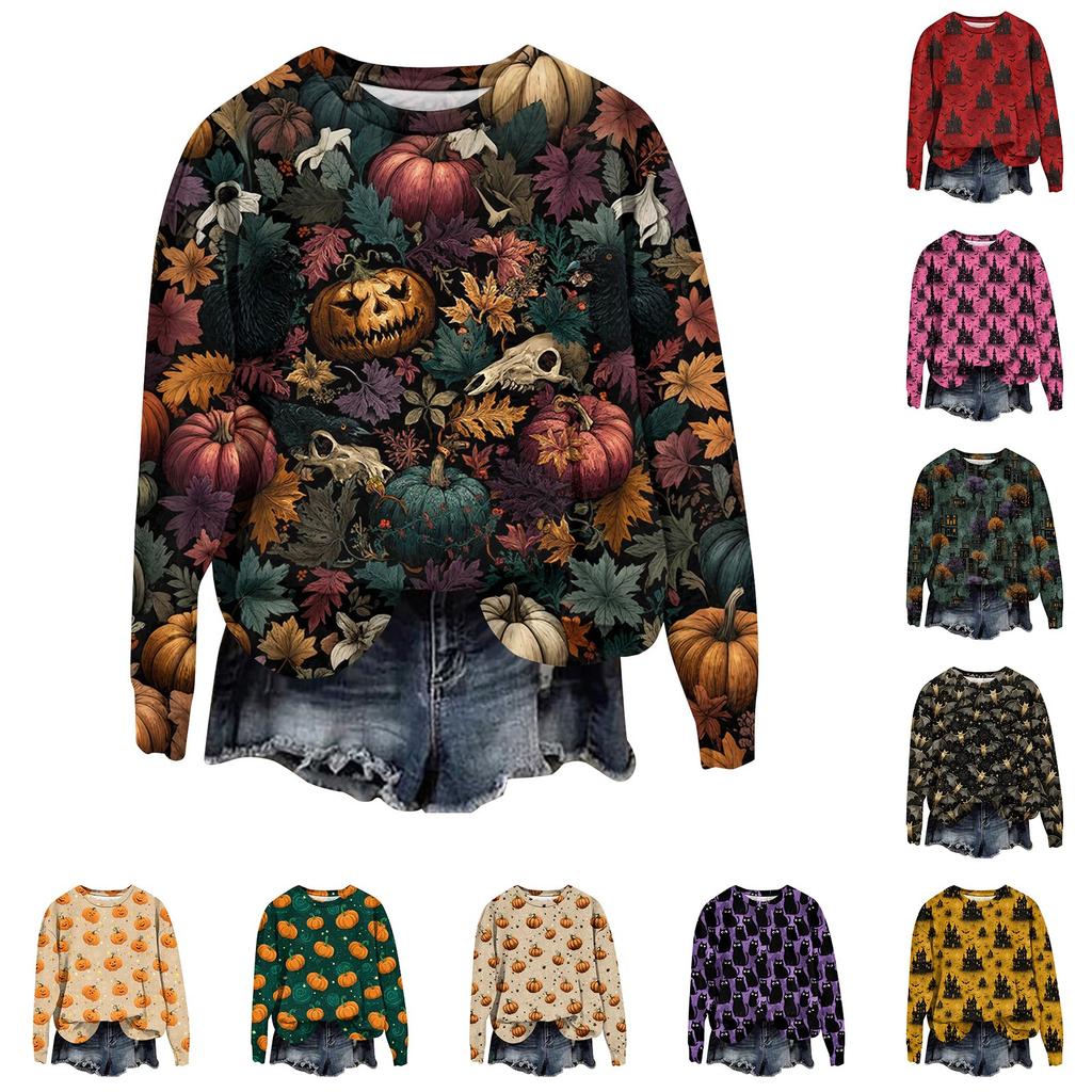 Women's Casual Comfortable Round Neck Long Sleeve Baseball Print Top Sweatshirt