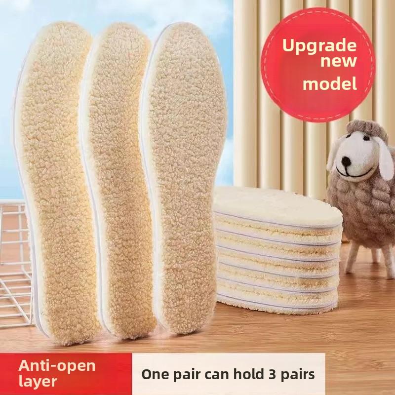 One Pairs Winter Fleece-Lined Thick Warm Plush Insoles for Men and Women Cold-Proof Breathable Deodorant Foot Warmers