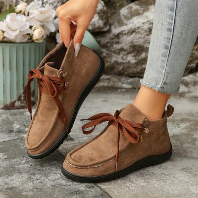 Hot Sale Brown Women's Loafers Shoes Size 43 Autumn Suede Casual Shoes Woman Flat Soft Sole Ankle Shoes Women Zapatos De Cuero