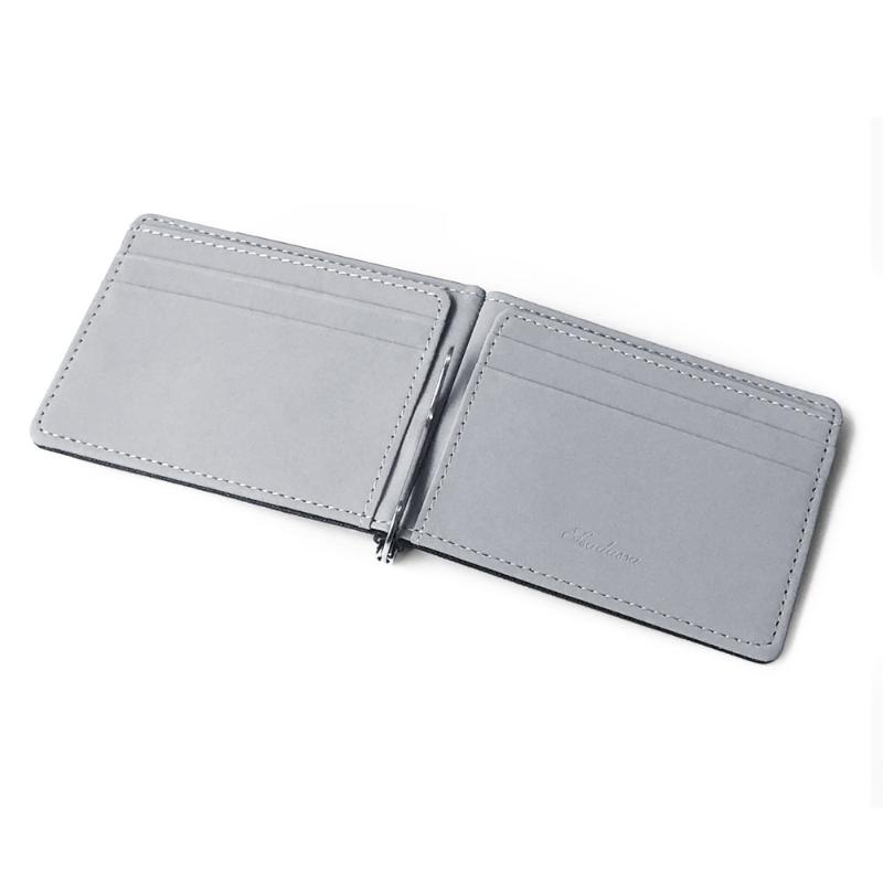 Slim Black Coffee Brown Cross Grain Leather Money Clip Wallet With Multiple Card Slots Perfect For Daily Carry Business Travel