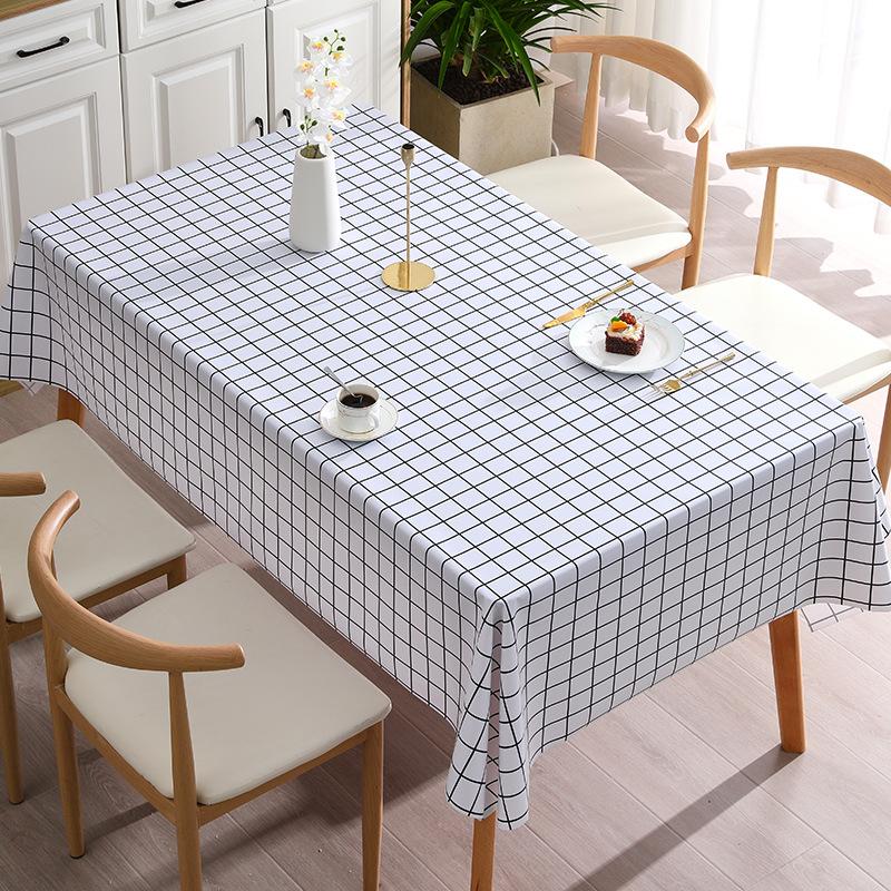 Pvc Checkered Table Cloth Waterproof Oil Resistant Heat-Resistant No-Rinse Tablecloth Ins Tea Table Cloth Small Fresh Tablecloth