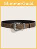 European And American Style Brown Textured Unique Pin Buckle Belt With Special Printed Floral Pattern Unisex 103cm