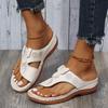 Women's Hollow Out Buckle Toe Post Soft Sole Casual Slide Sandals Comfortable Footbed Lightweight Slip On Summer Footwear