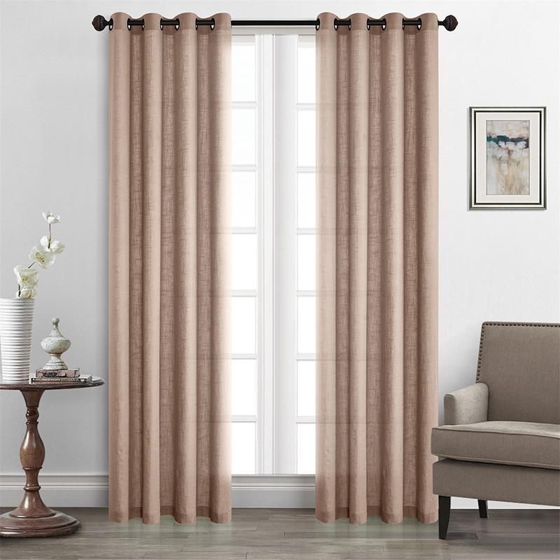Curtains Natural Linen Curtains, Bedroom Living Room Multi-Color Semi-Blackout Curtains Finished Products