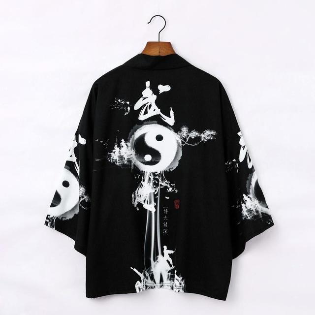 Harajuku Kimono Streetwear moda samuraj Cosplay japońska męska męska kimono Yukata tradycyjna szata
