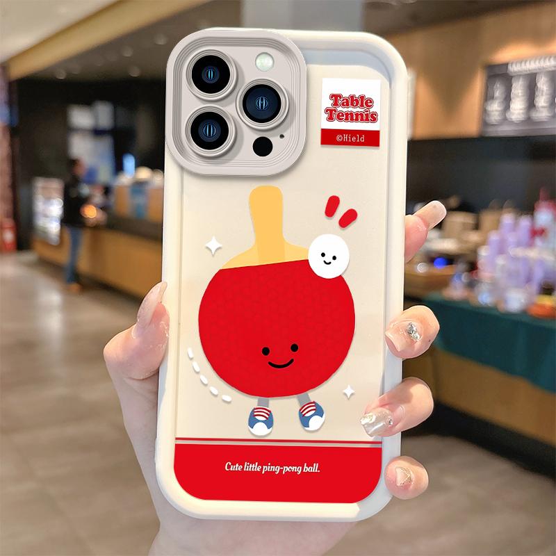 New Cute Table Tennis Cartoon Phone Case for iPhone 16 15 14 13 12 11 Pro Max 16 15 14 8 7 Plus X XS Max 8 7 TPU Silicone Covers