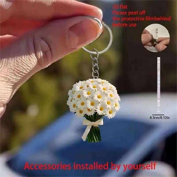 Porte-clés Acrylique Avec Motifs Mignons de Fleurs et de Chats Résistant aux Rayures Pour Bureaux et Usage Scolaire