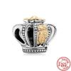 Fit Original Pantaro Charms Bracelet 925 copper Two-tone Heart Ring Mom Tree Bicycle Star Castle Candle Golden Beads DIY Zircon