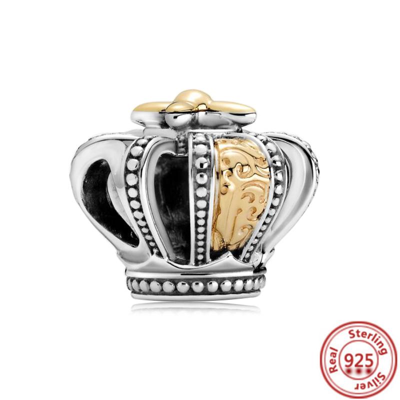 Fit Original Pantaro Charms Bracelet 925 copper Two-tone Heart Ring Mom Tree Bicycle Star Castle Candle Golden Beads DIY Zircon