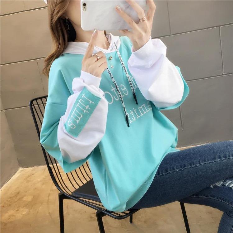 Women Korean Style Oversized Cotton Hoodies Casual Winter Sweatshirt Female Embroidery Letter Modis Harajuku Shirt Tops