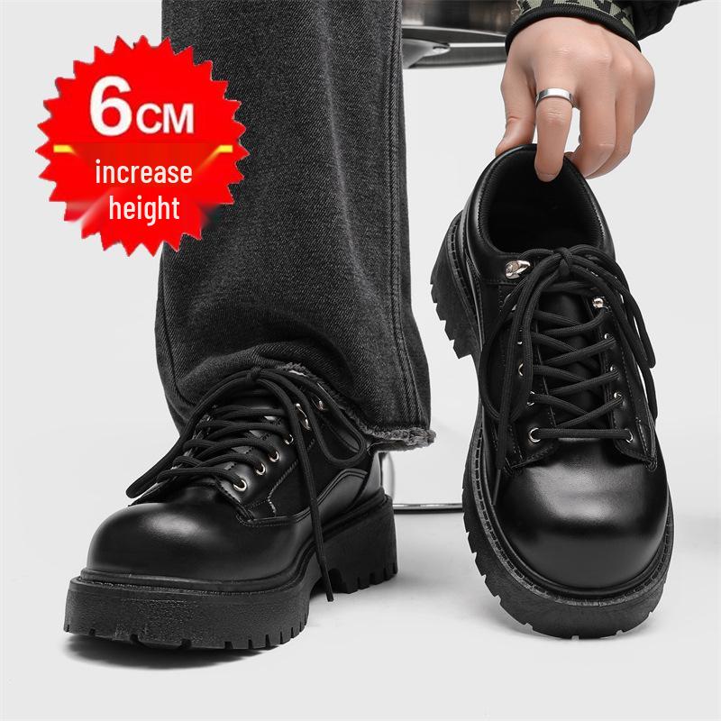 

Men s High-End Retro Leather Work Shoes - Thick-Soled Low-Top Casual Design 39