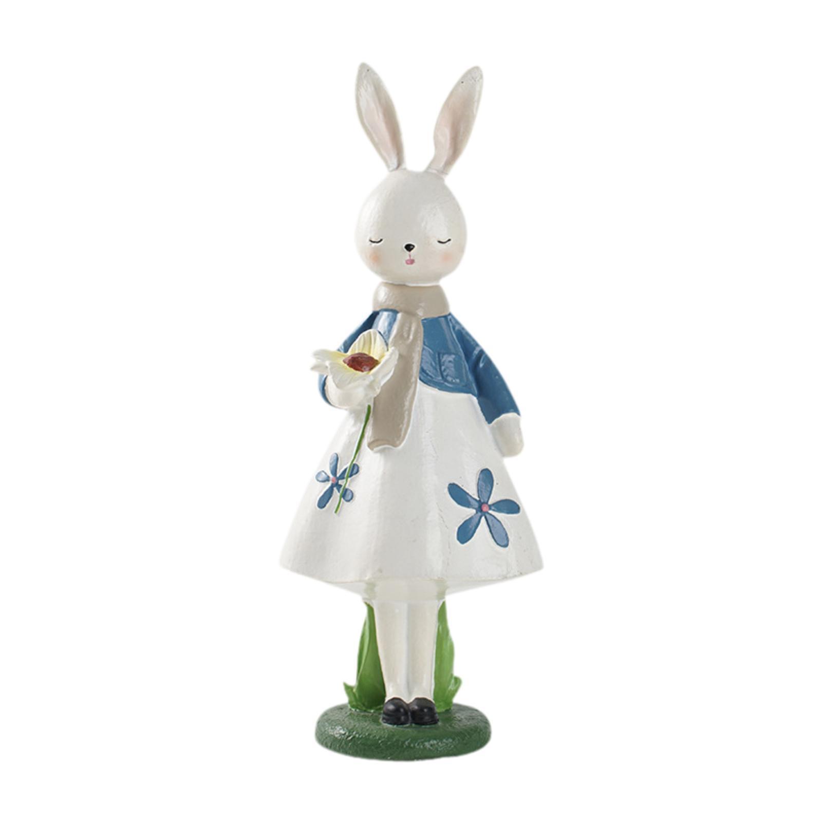 

Easter Decor Desktop Ornament Fine Workmanship Party Supplies Spring Rabbit Figurine for Home Shelf Festival Bedroom Cabinet білий