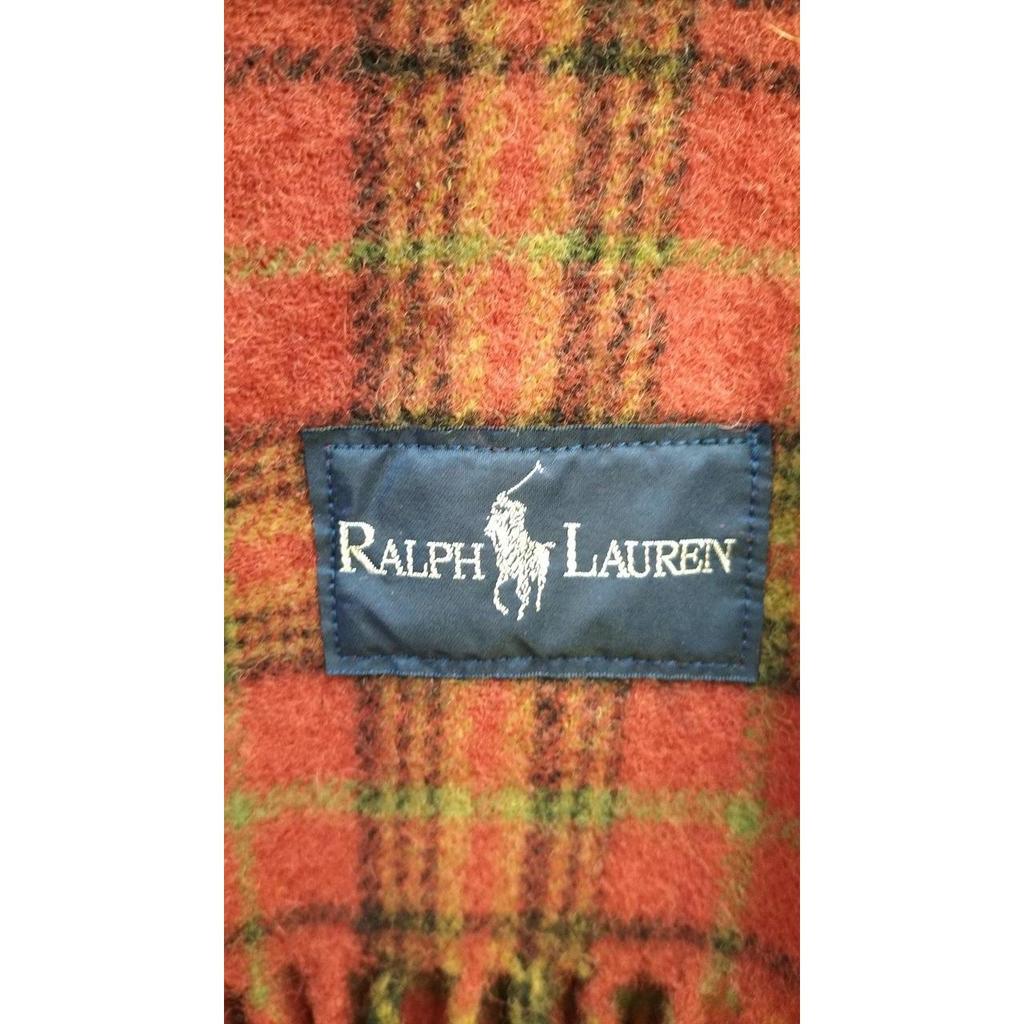 Used RALPH LAUREN Red Plaid Large Wool Scarf