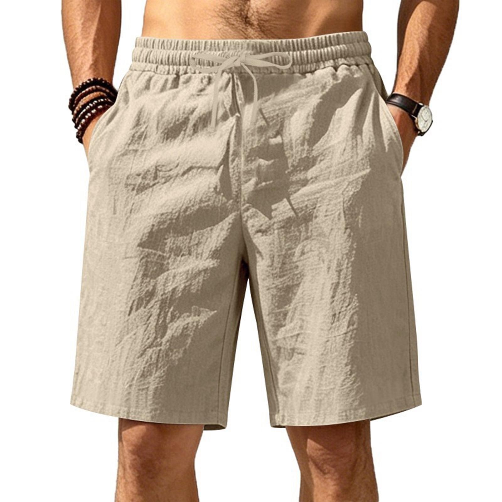 

Men s Linen Breathable Drawstring Shorts Casual Loose Fit Lightweight Summer Beach Vacation Five Inch Inseam Shorts XXXL