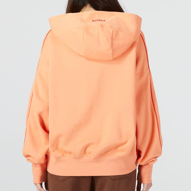 Nike Wns Air Flc Hoodie Logo Embroidered Sports Casual Long Sleeve Sweatshirt Women Hoodies Orange DQ6916-871