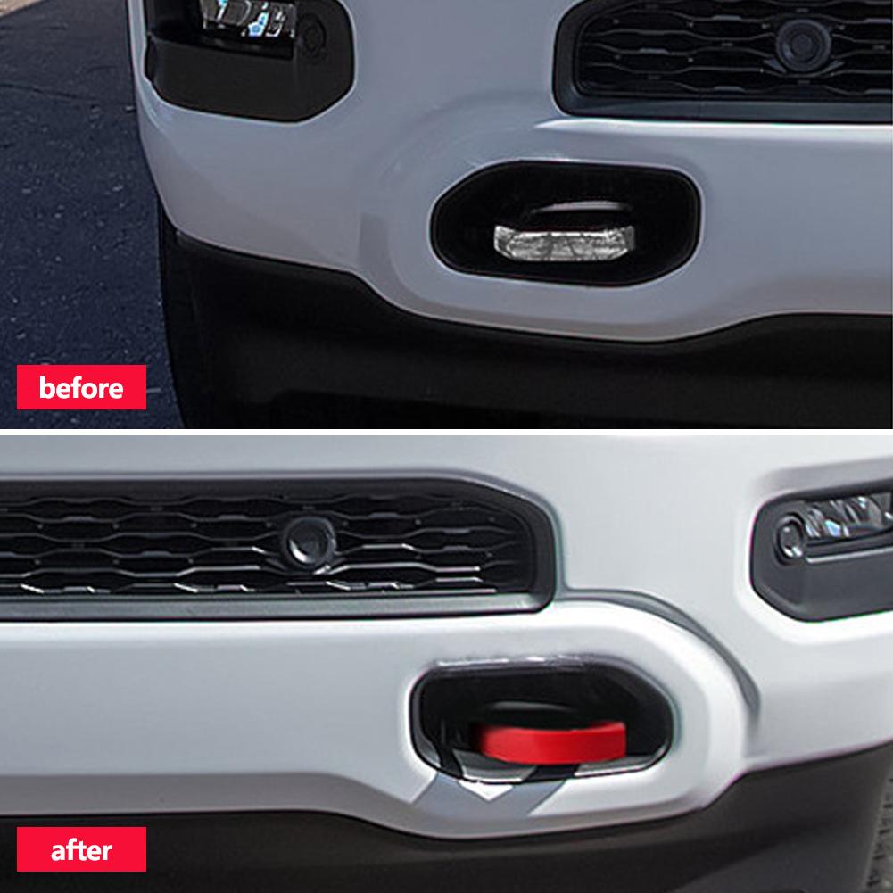 2Pcs Car Red D-Ring Trailer Hook Cover Tow Truck Hook For Dodge RAM 1500 2019-2025 Automotive External Accessories