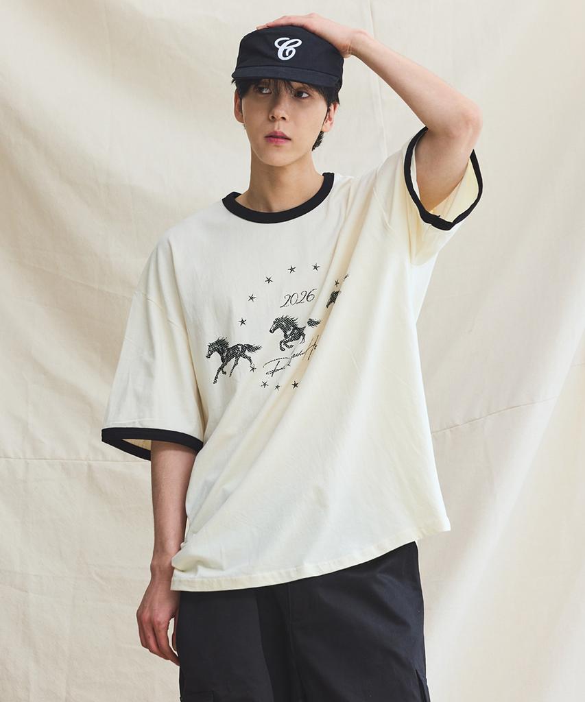 RUGGED HOUSE 20-Count Modern Hoare Ringer Tee Black